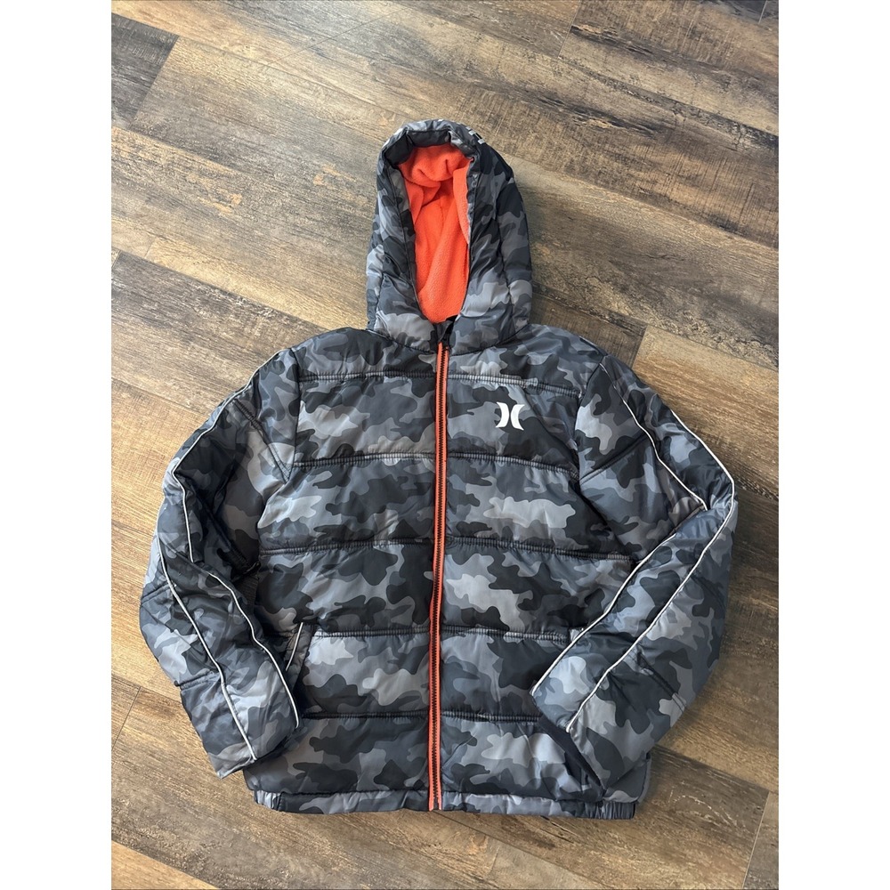 Hurley Boy's Size XL Winter Puffer Jacket Hyper Fall Winter Casual Camouflage